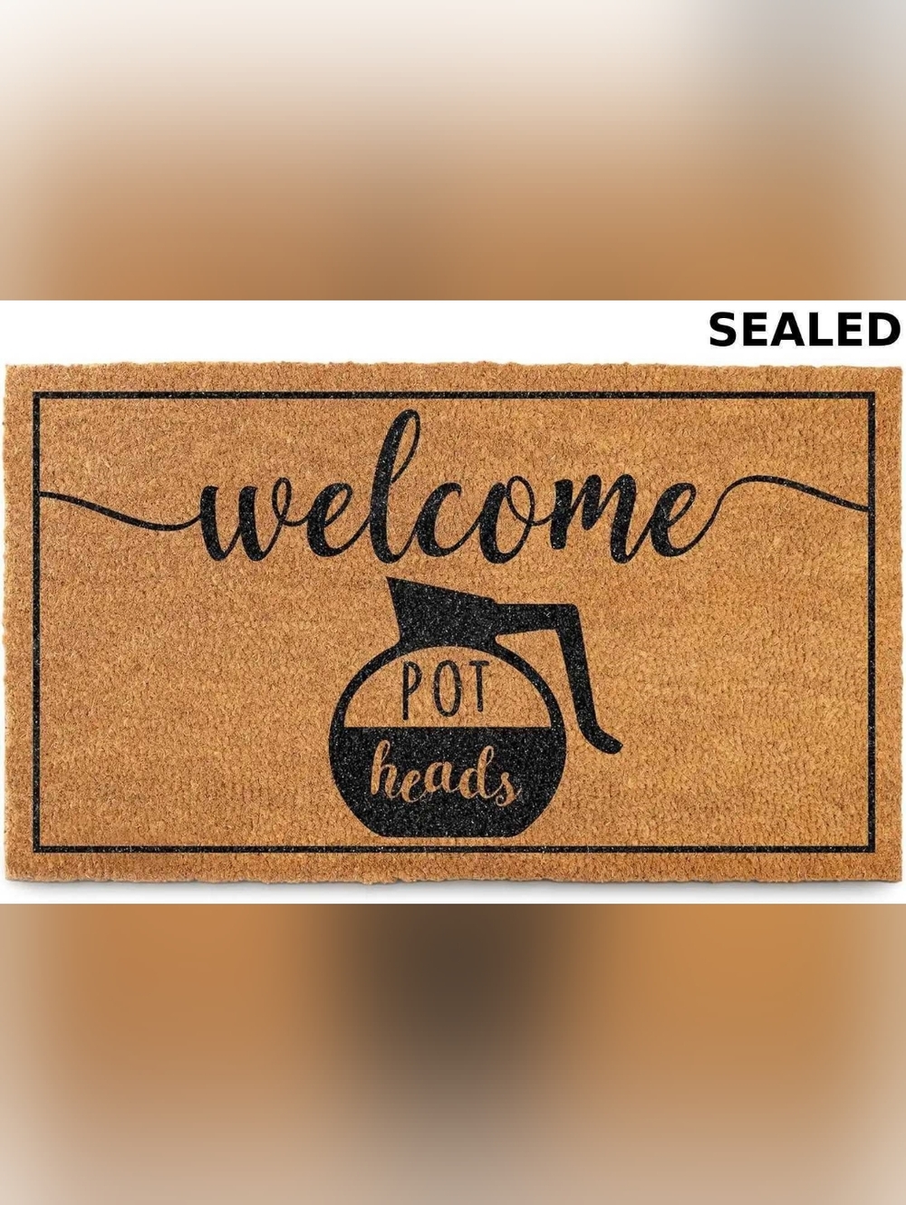 ✨️Welcome 'Pot Heads' Natural Coir Doormat - Brown with Black Script✨️